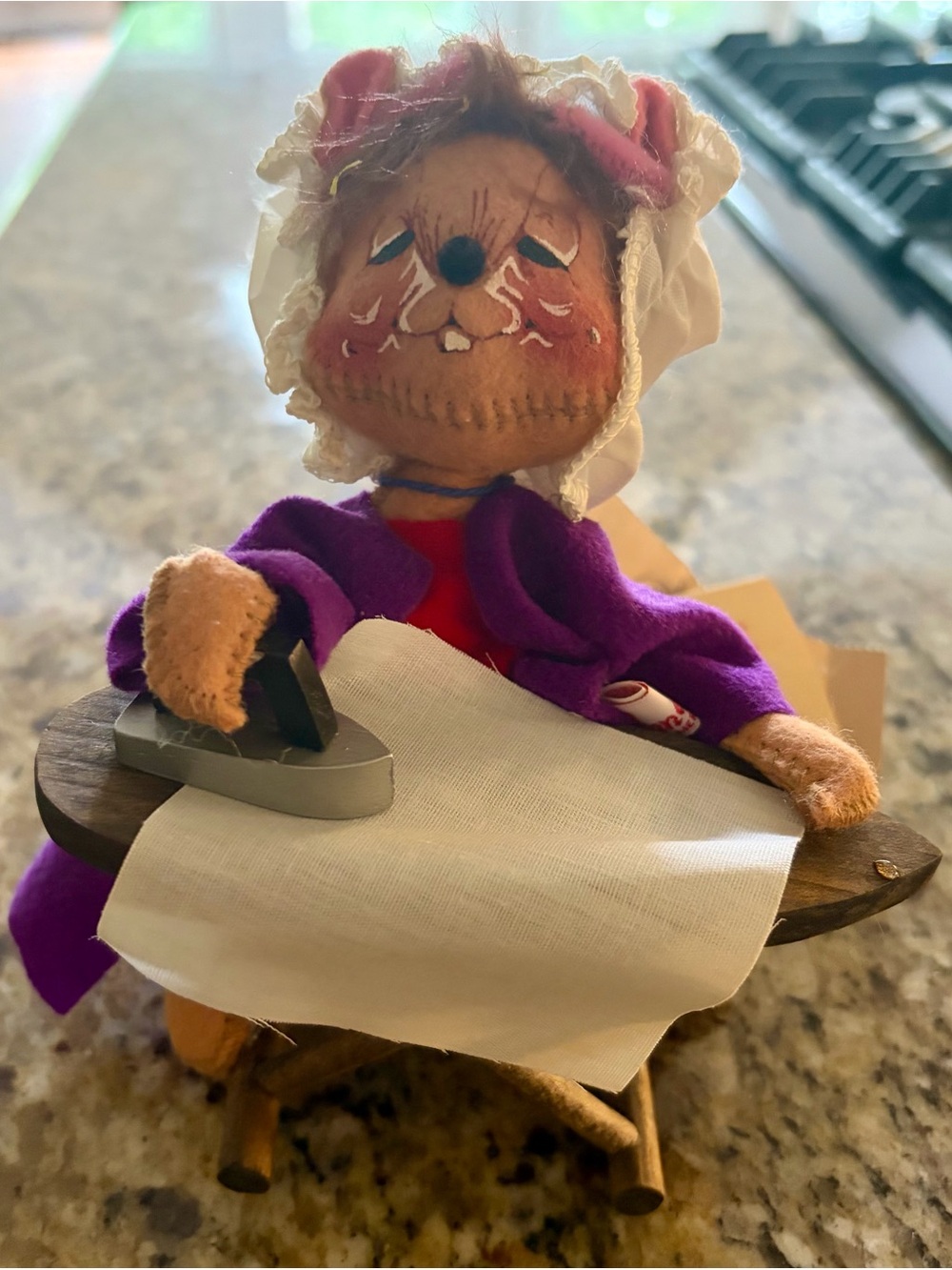 Annalee Purple-Clothed Ironing Cat Figurine
